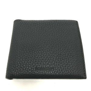 BURBERRY 8043377 Logo Wallet, Bifold Leather Men's, Black